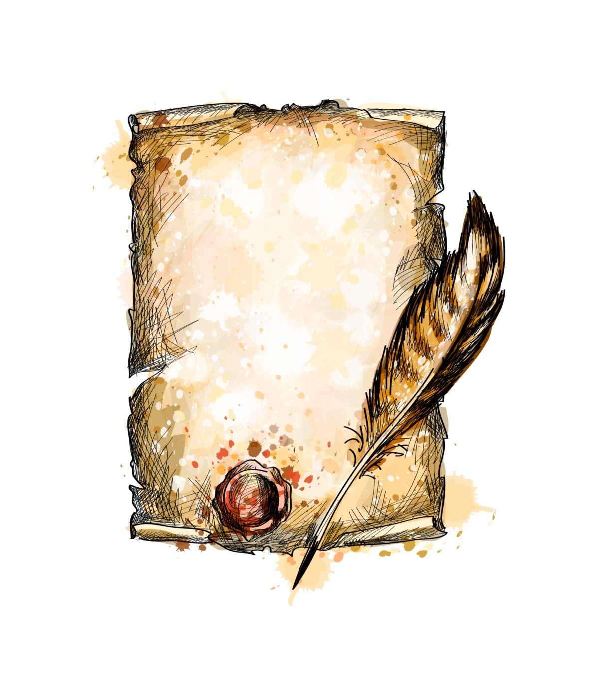 Лист пергамента акварелью