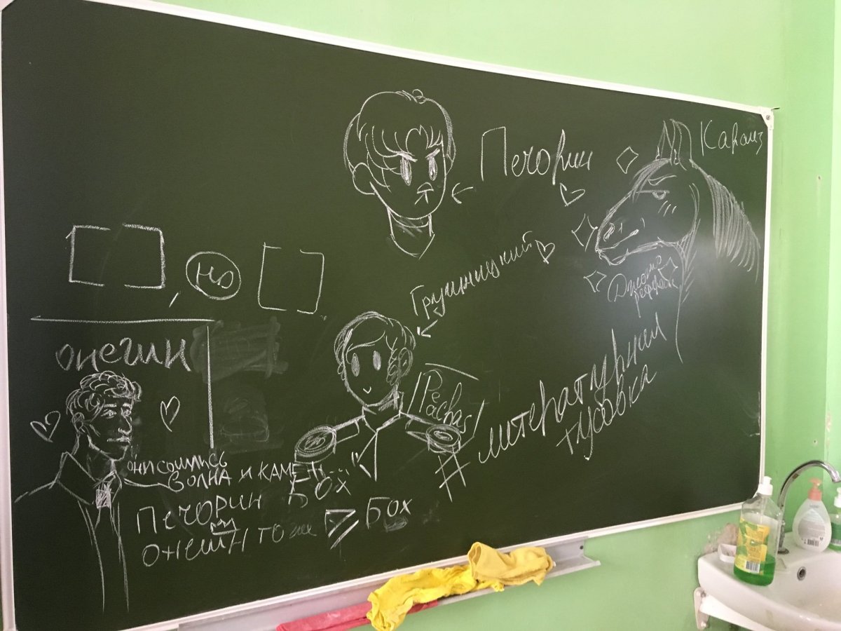 Школьная доска с примером 2+2