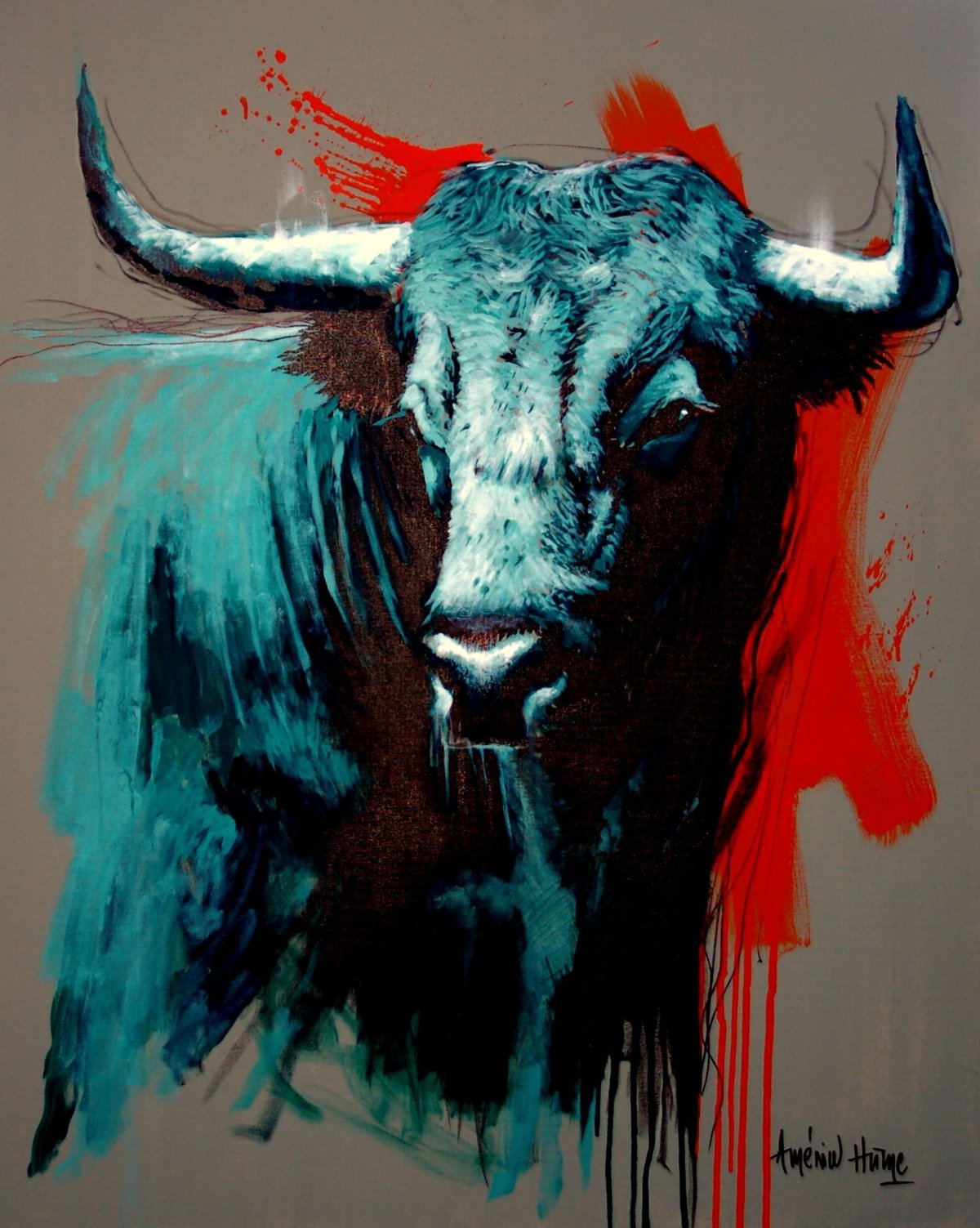 Бык на белом фоне