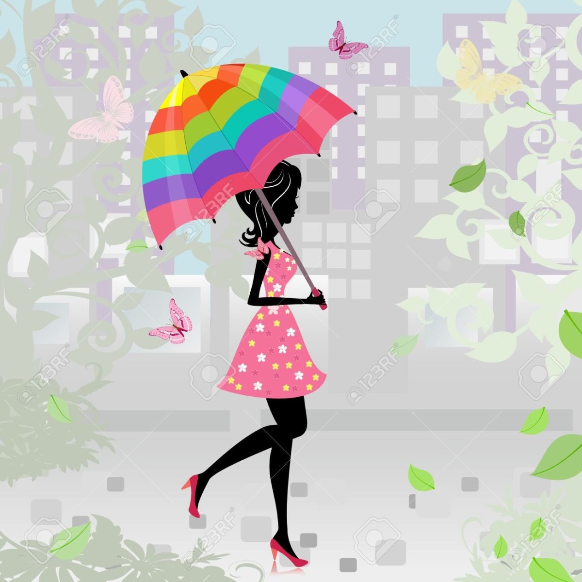 Дама под зонтом