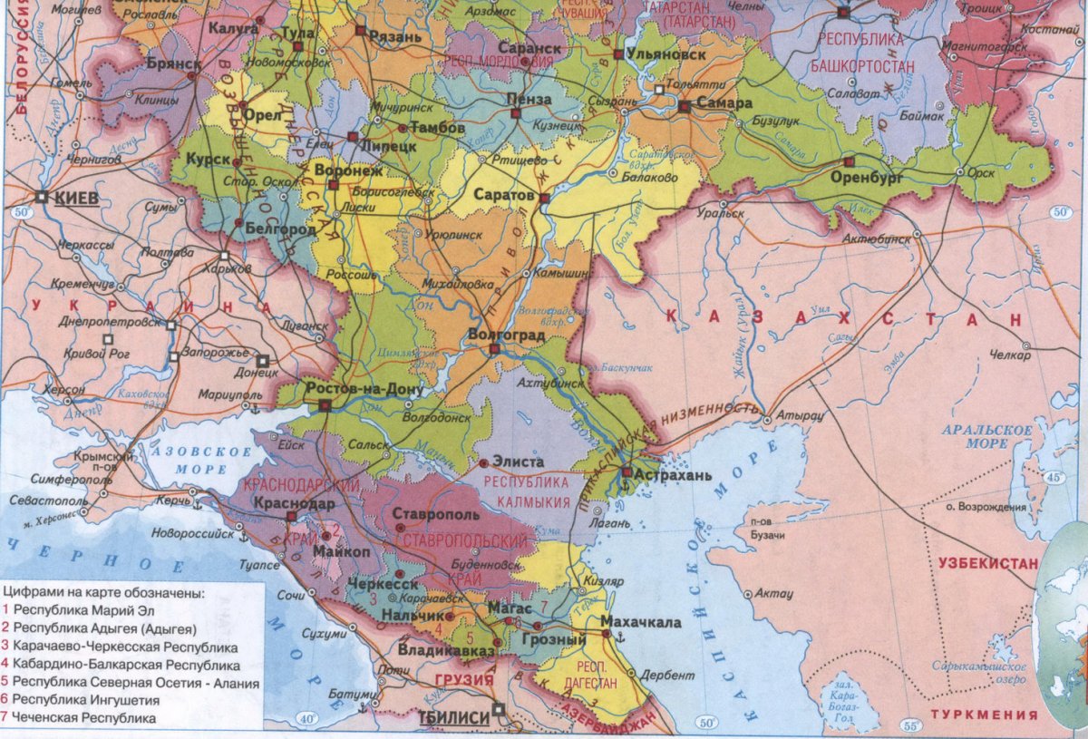Северо-кавказский федеральный округ на карте России
