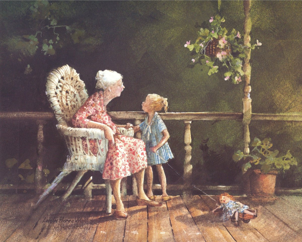 Бабушка и внучка живопись