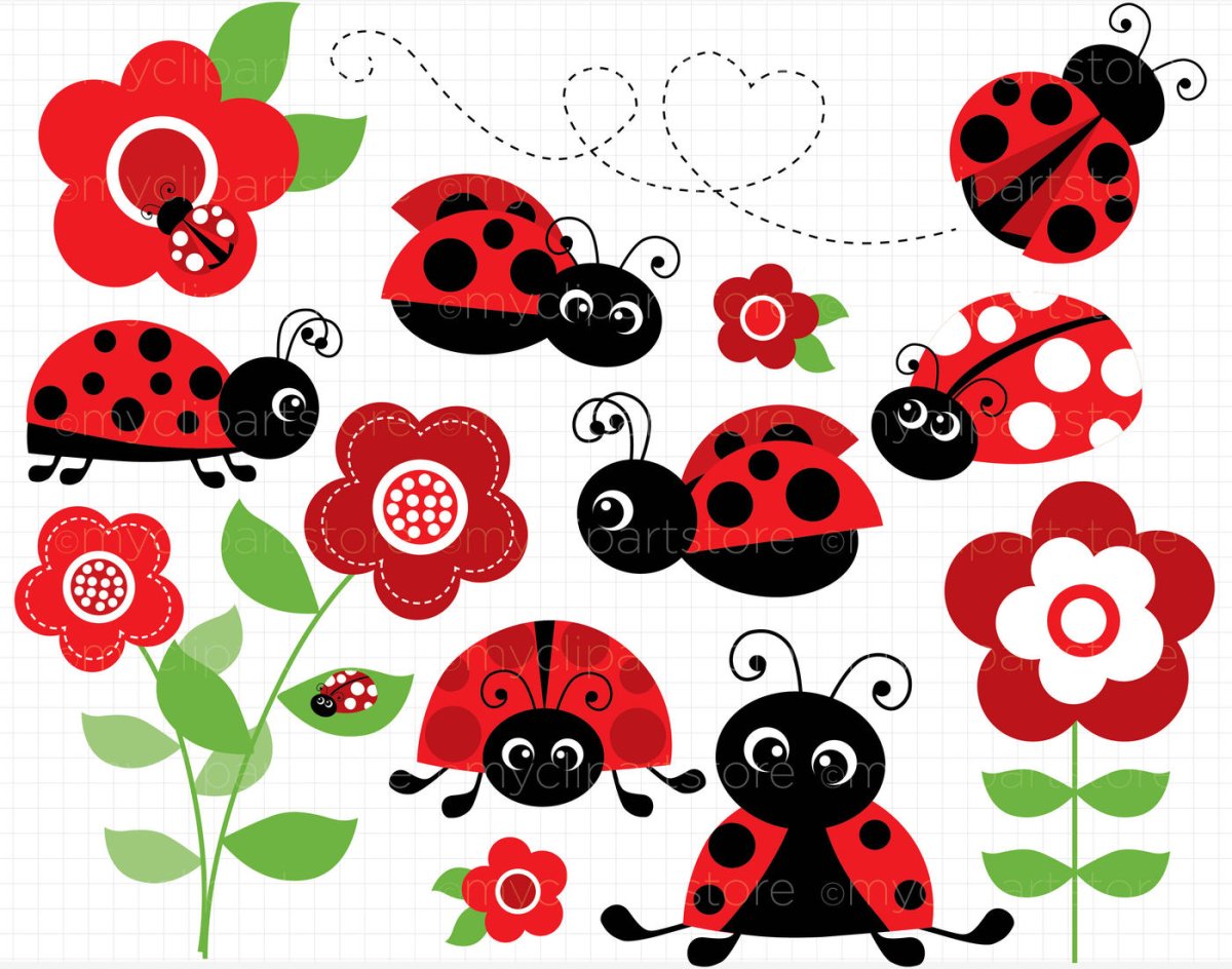 Наклейка на стену Божья коровка