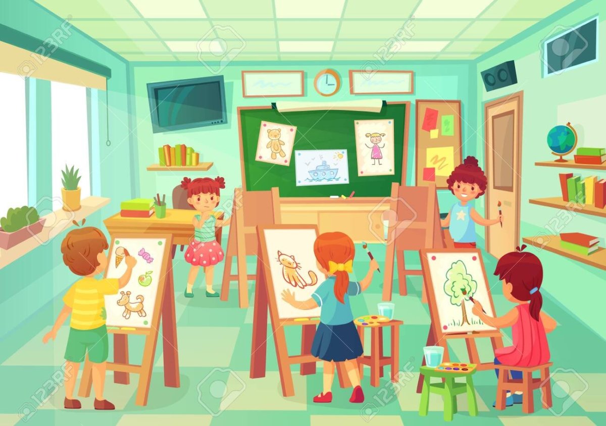 Art class in the Kindergarten рисунок