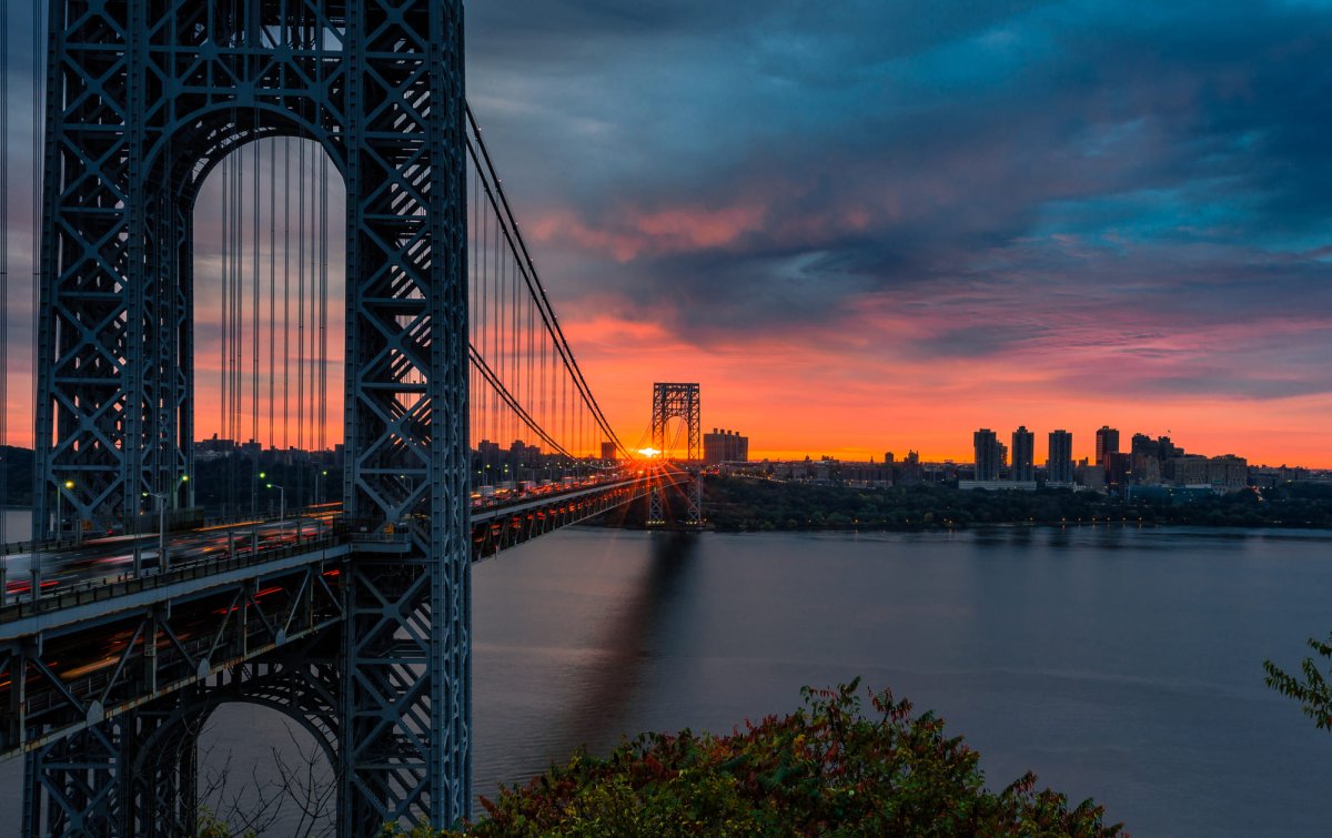 Мост рассвет город