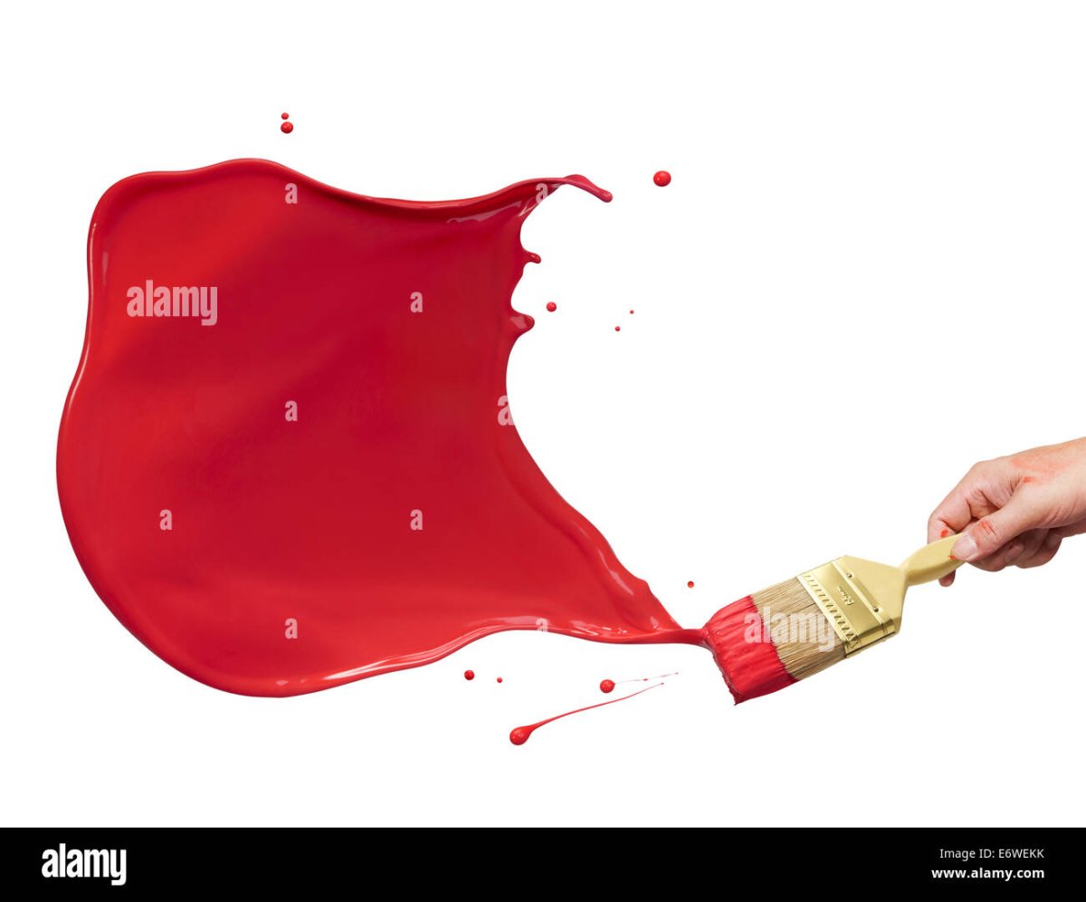 Кисть с красной краской