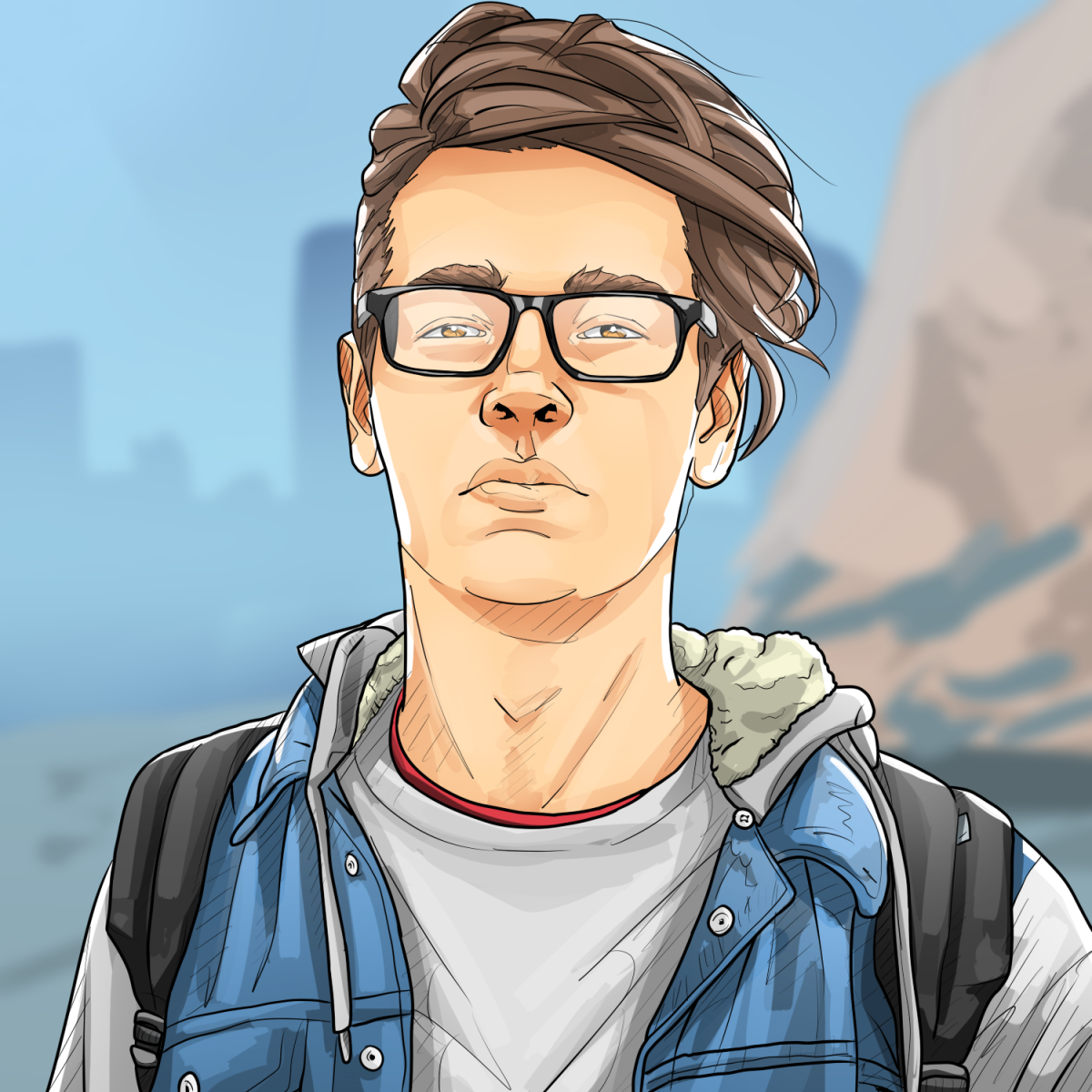 Мультяшный парень в очках