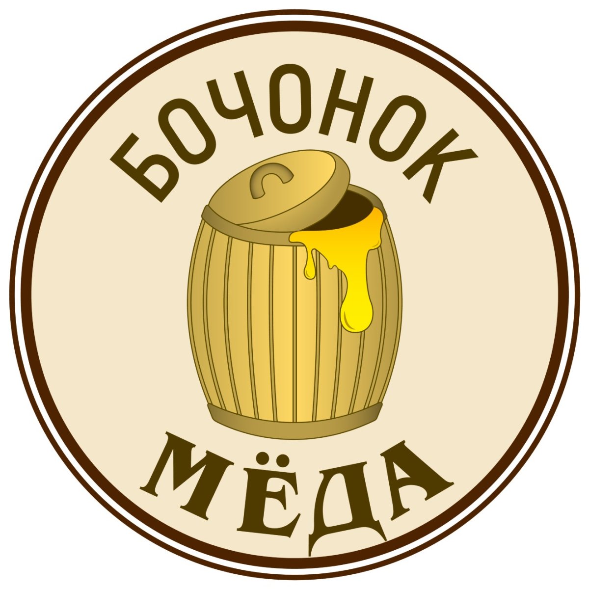 Надпись мёд на бочонок