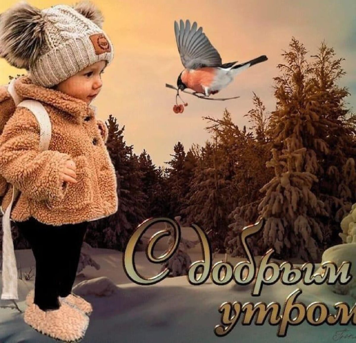 Птицы в зимнем лесу