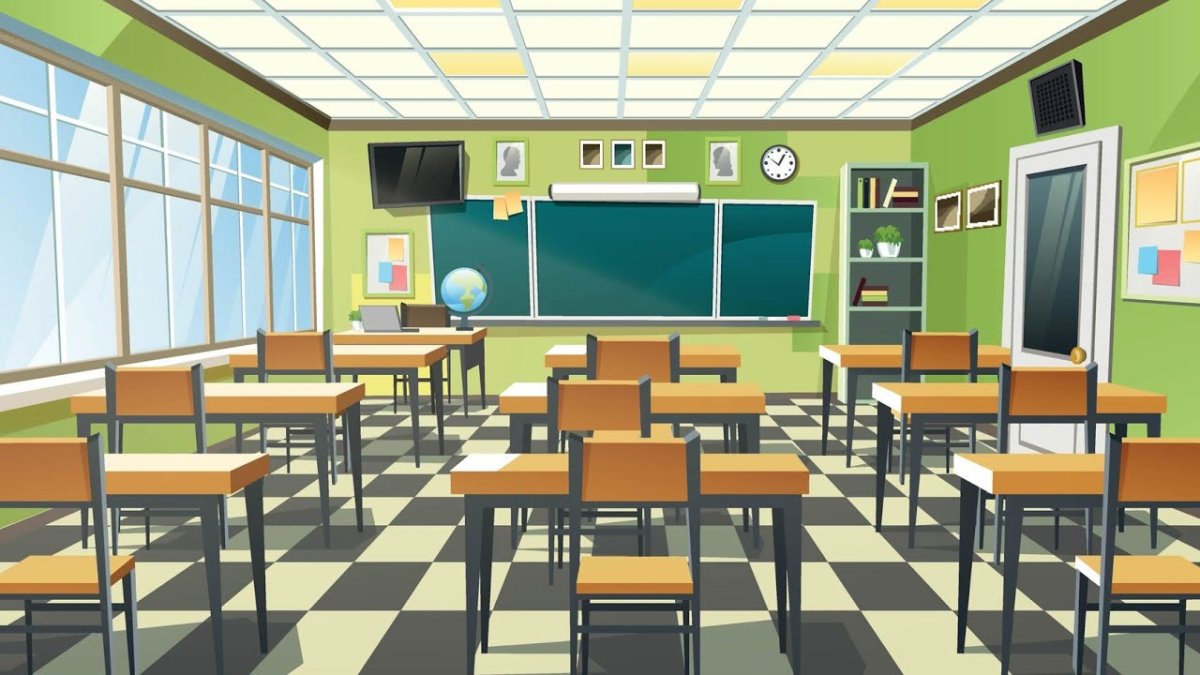 Школьный кабинет в мультяшном стиле