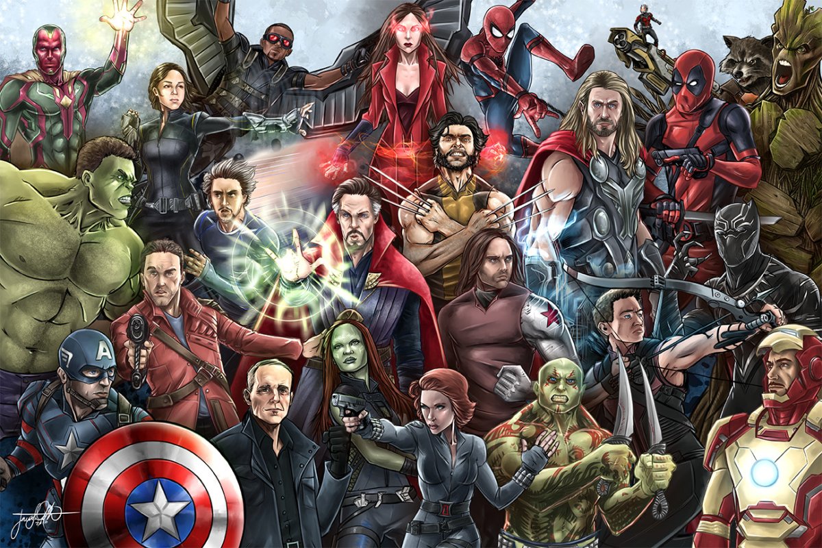 Персонажи Марвел коллаж