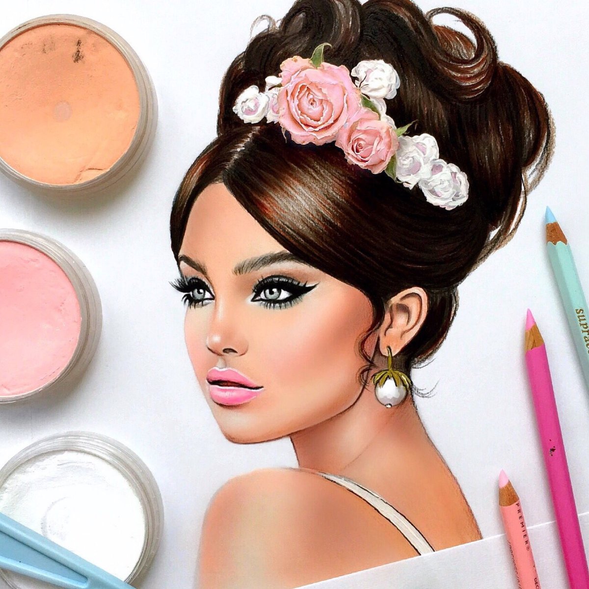 Девушка с макияжем иллюстрация