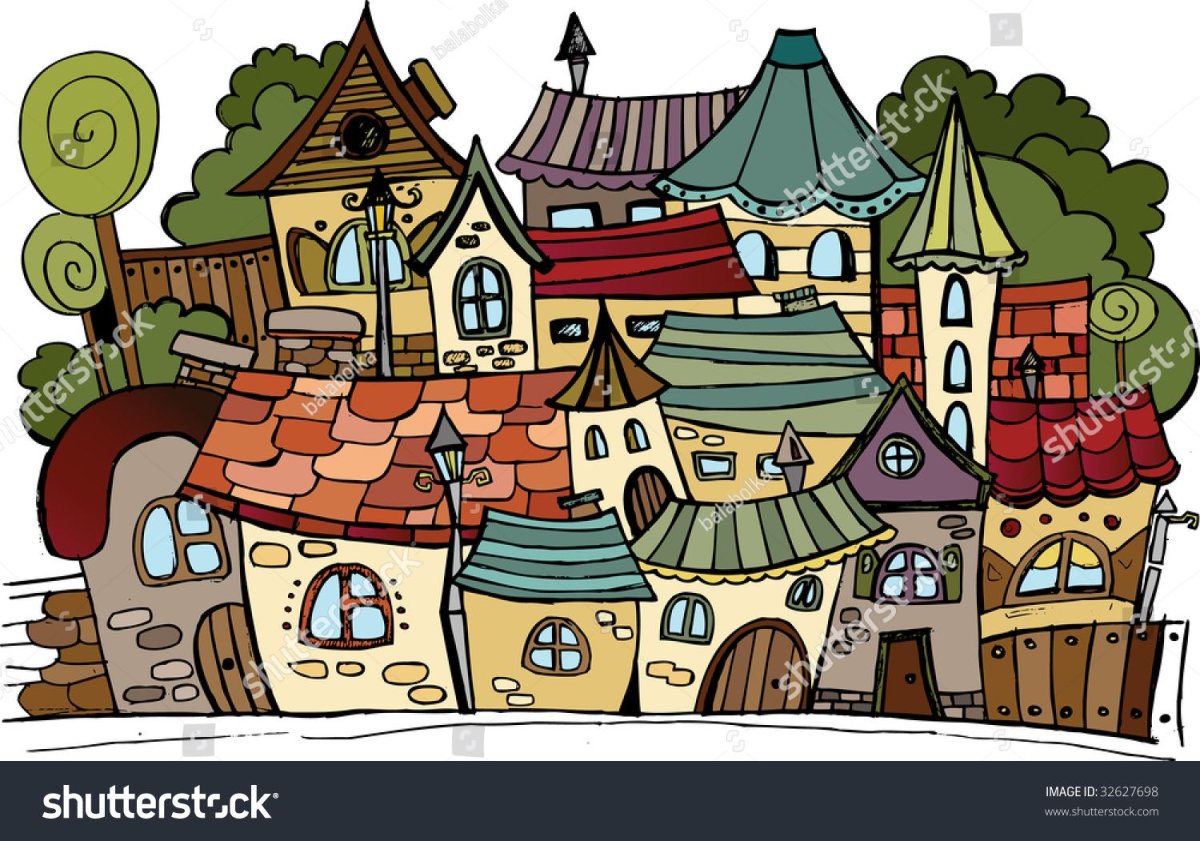 Мультяшные кривые домики