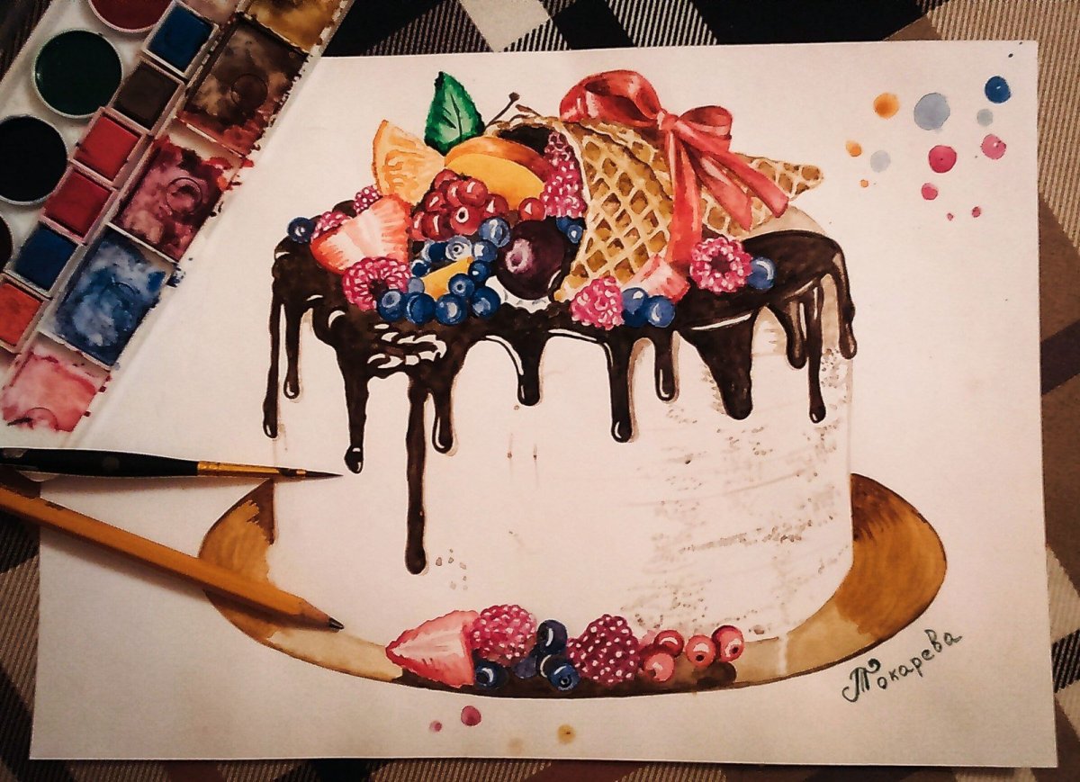Торт с тематикой рисование