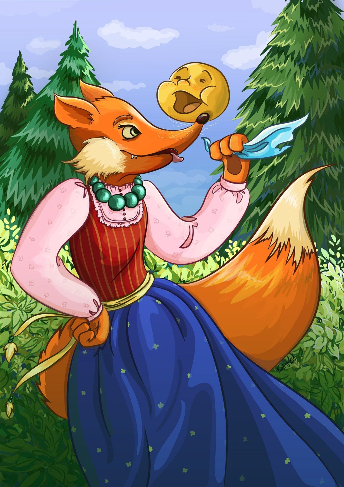 Лисица с лисенком рисунок