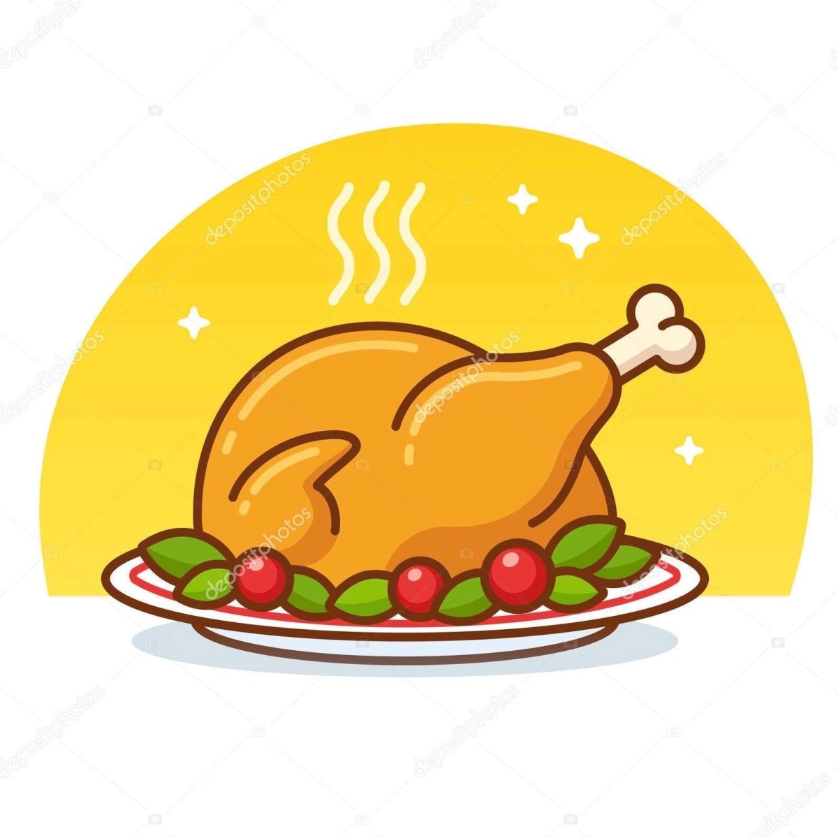 Нарисованная курица гриль