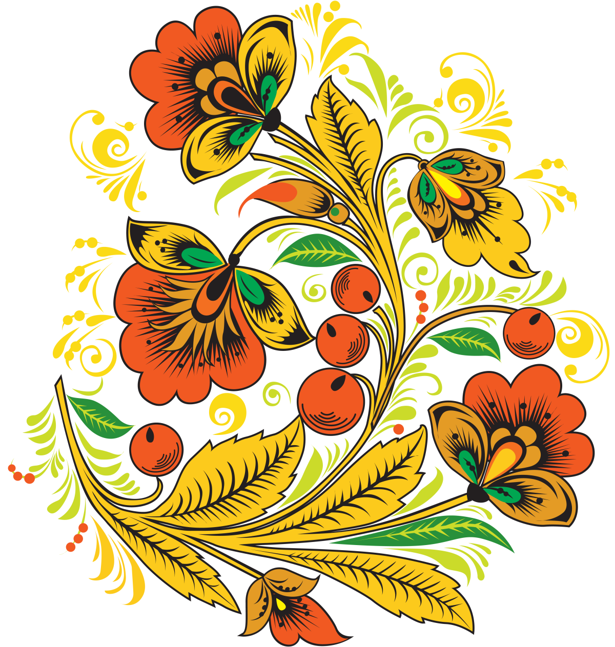 Орнамент русский народный роспись Хохлома