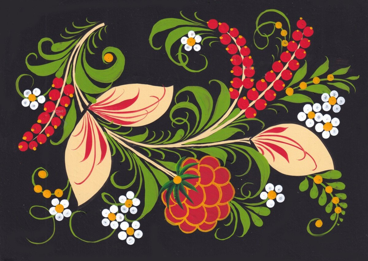 Орнамент хохломской росписи ягодки