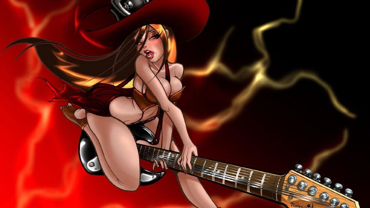 Девушка демон с гитарой