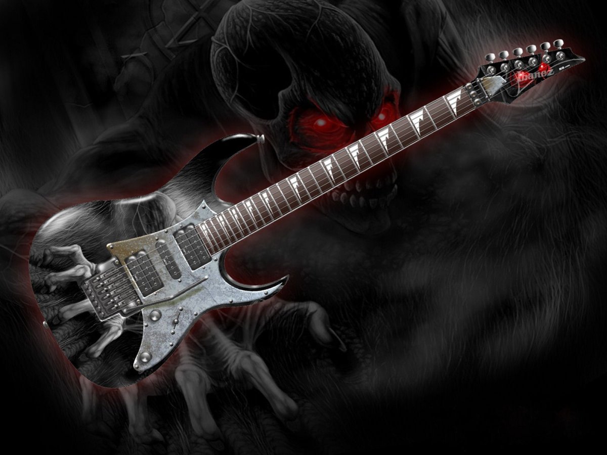 Электрогитара на черном фоне