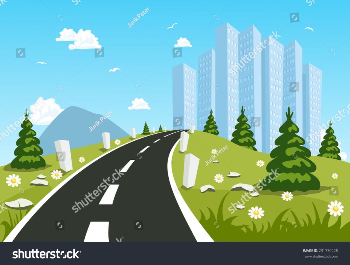 Дорога с машинами мультяшная