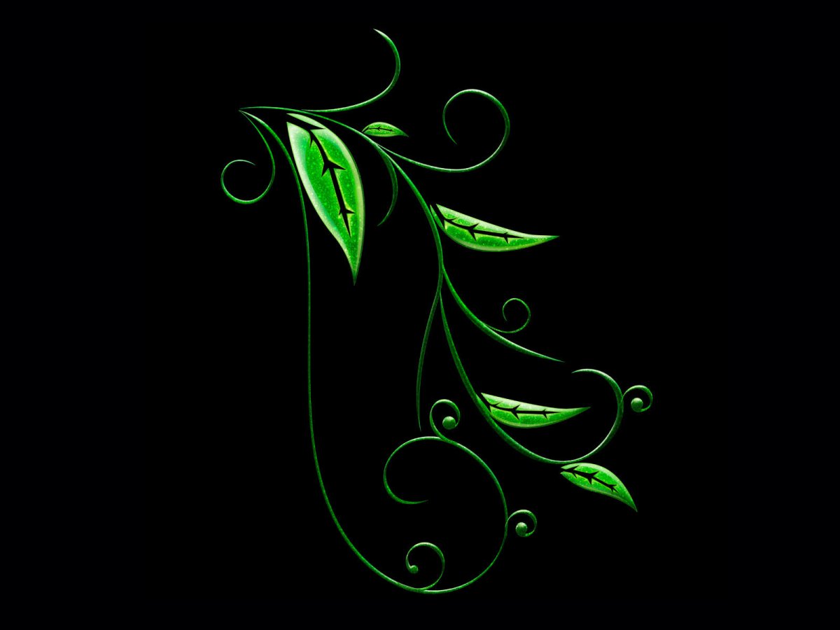 Зеленый узор на черном фоне