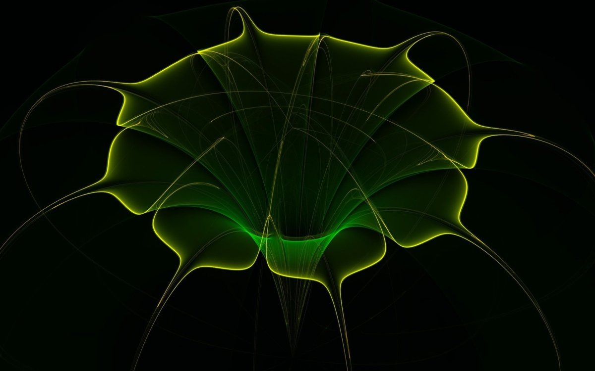 Зеленые цветы на черном фоне