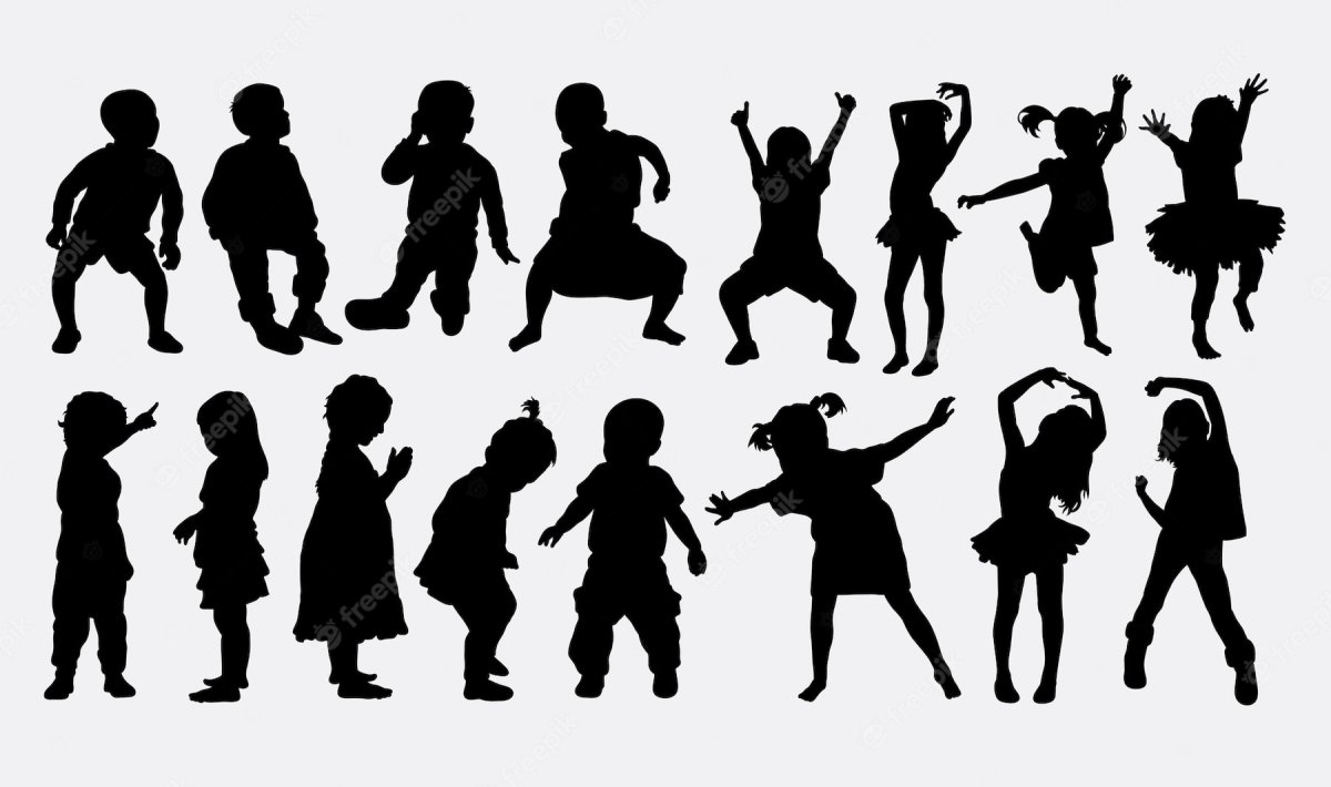 Векторные силуэты детей