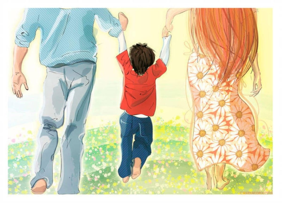 Счастливая семья иллюстрации