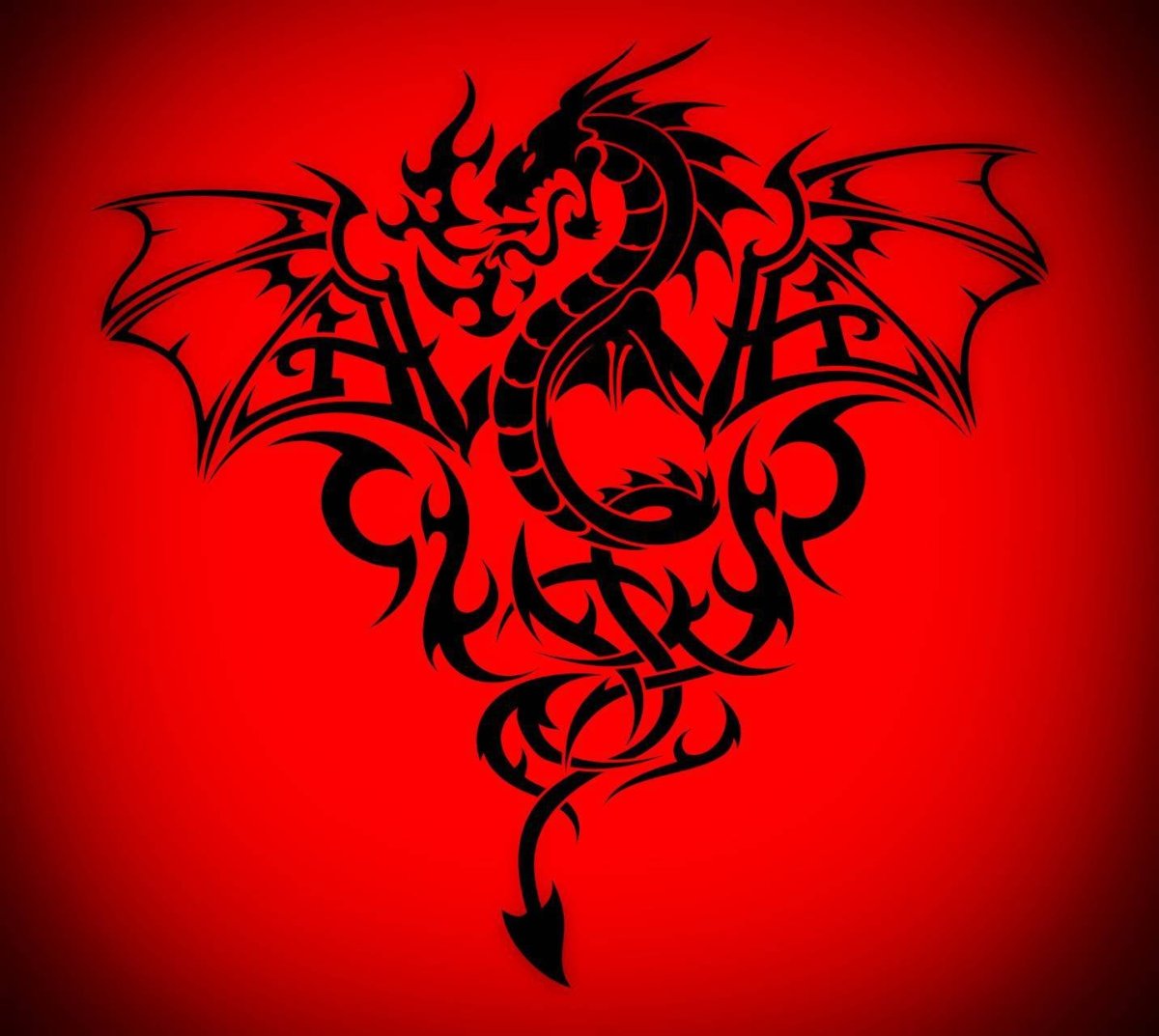 Дракон на Красном фоне