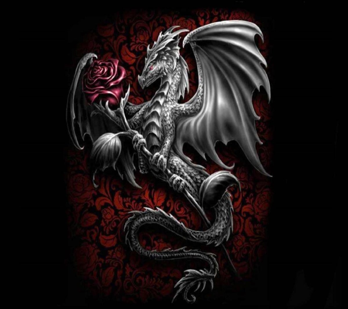 Дракончик на черном фоне