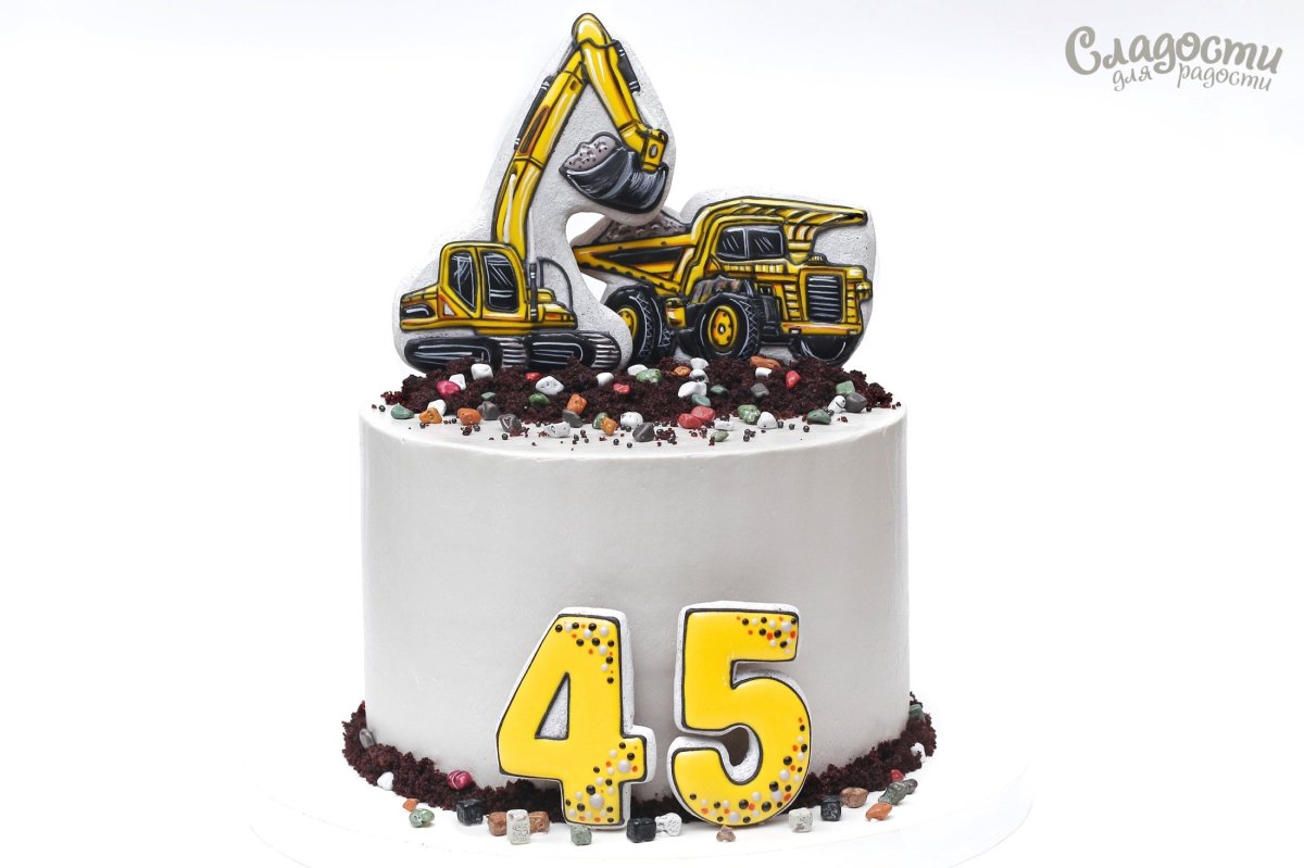 Торт со строительной техникой
