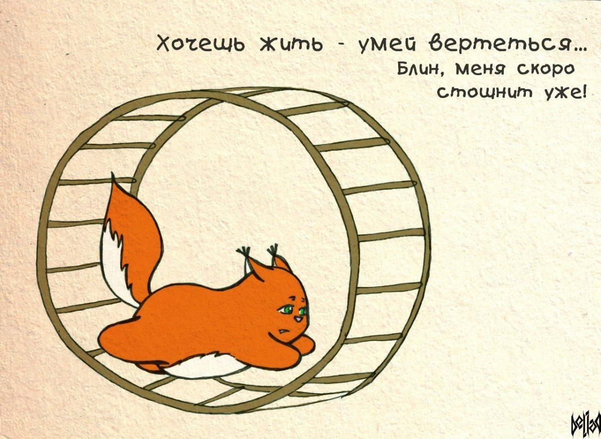 Крутится как Ека в колесе