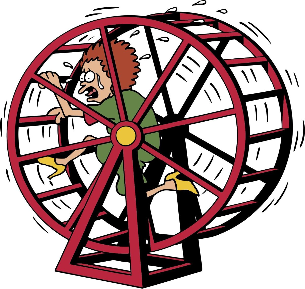 Человек бегает в колесе