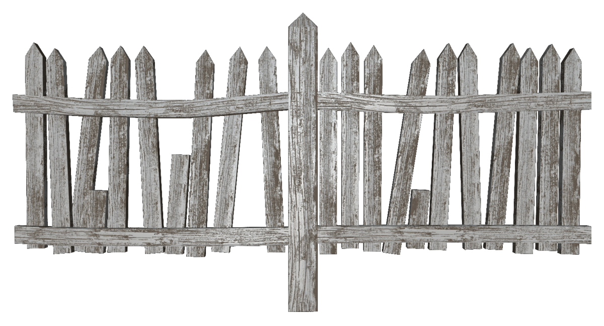 Поломанный деревянный забор