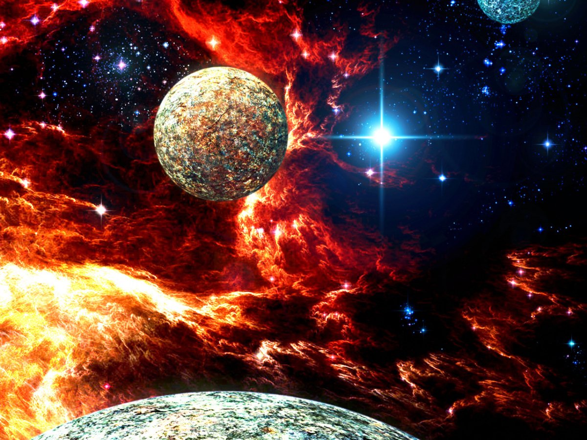 Звездное небо с планетами