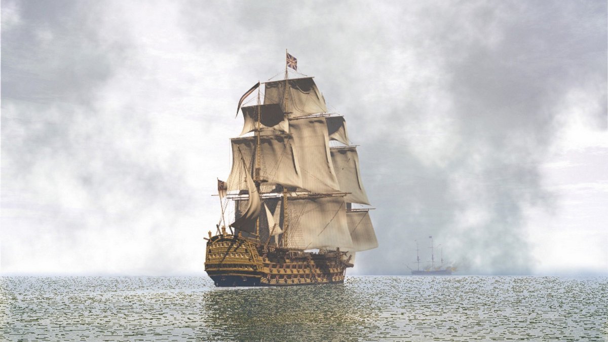 Старинный корабль в море