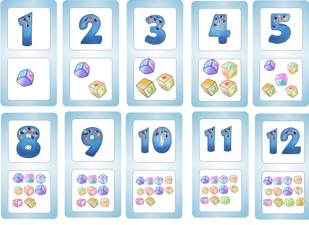 Карточки с цифрами и предметами