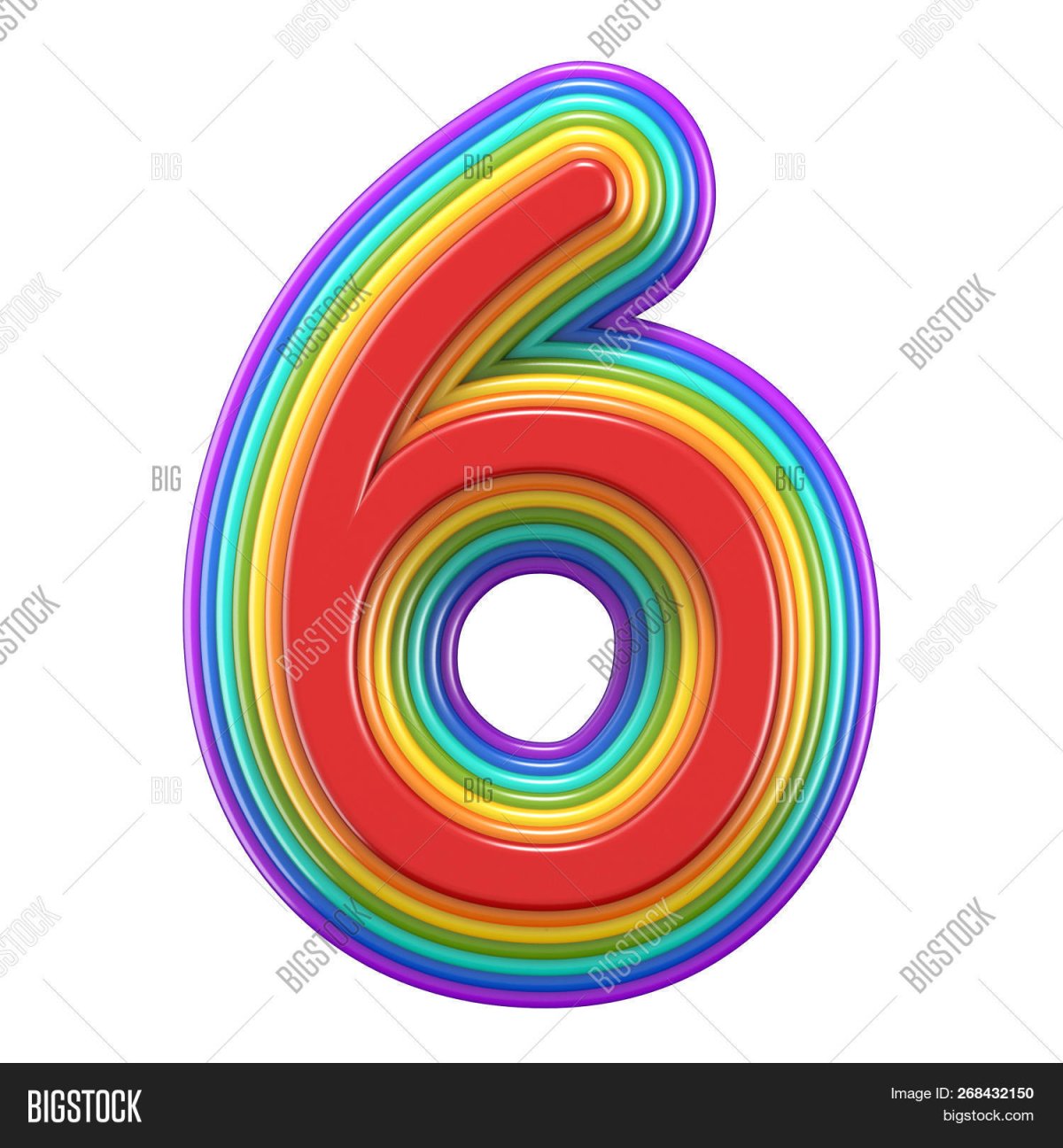 Цифра 6 Радуга