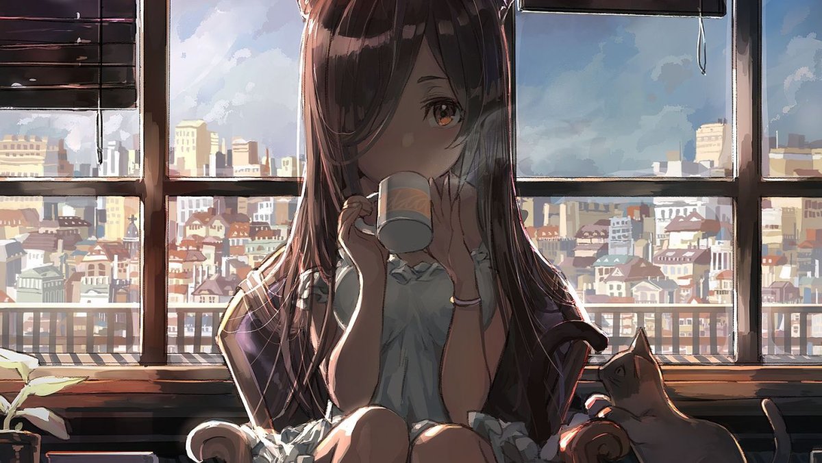 Аниме девушка утром