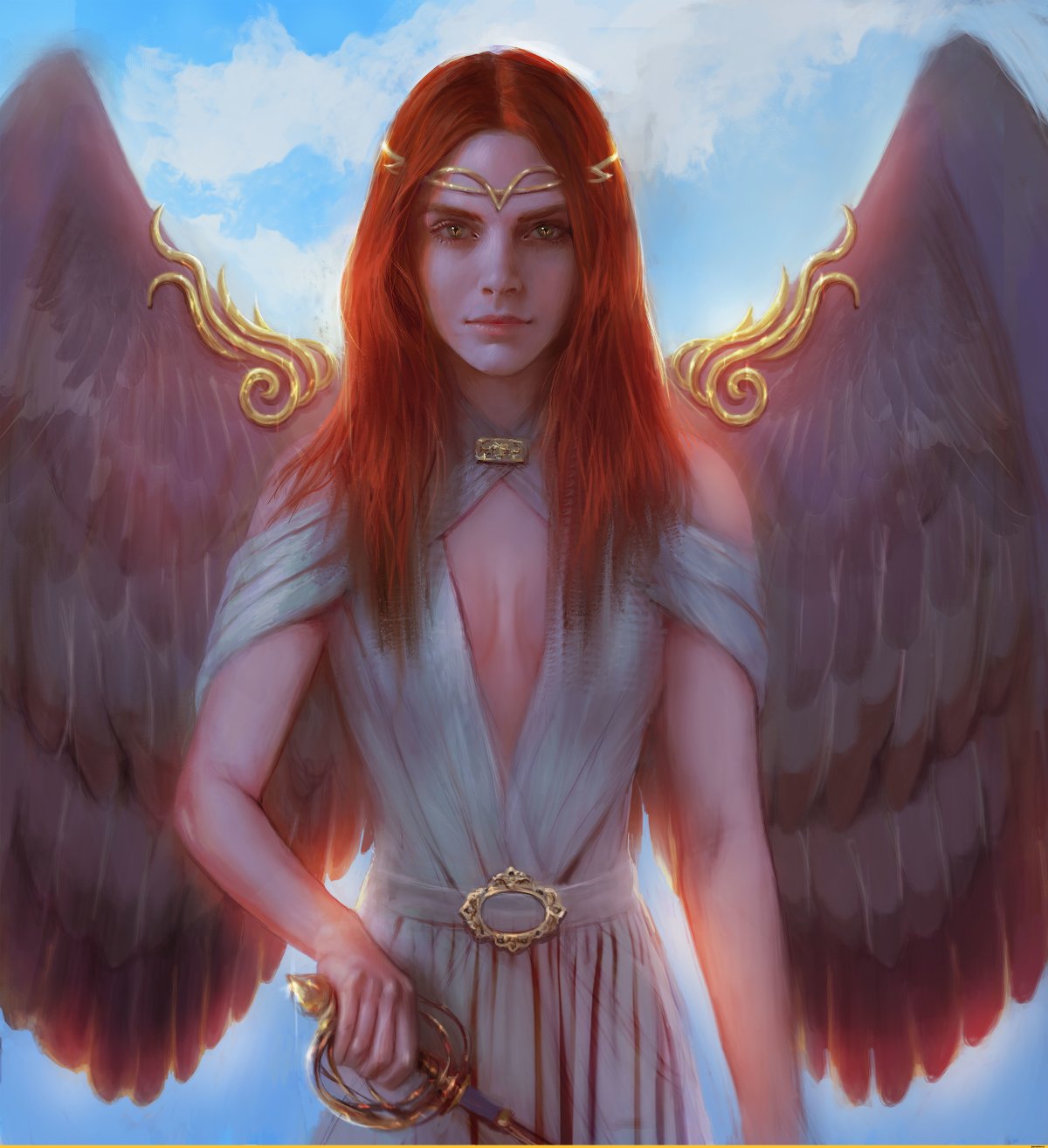 Рыжая девушка с крыльями