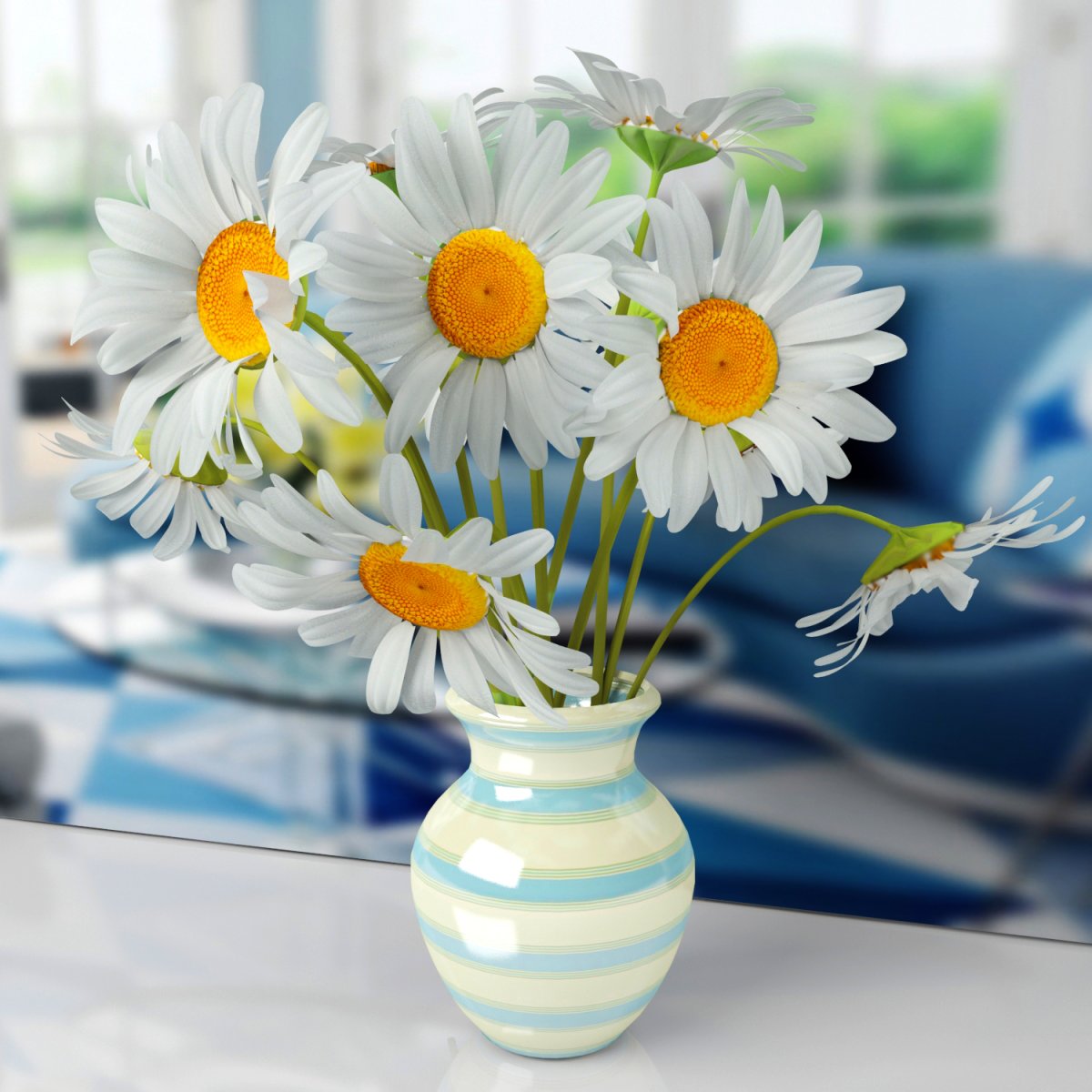 Красивые ромашки в вазе