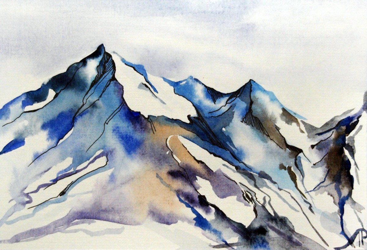 Обложка горы акварель
