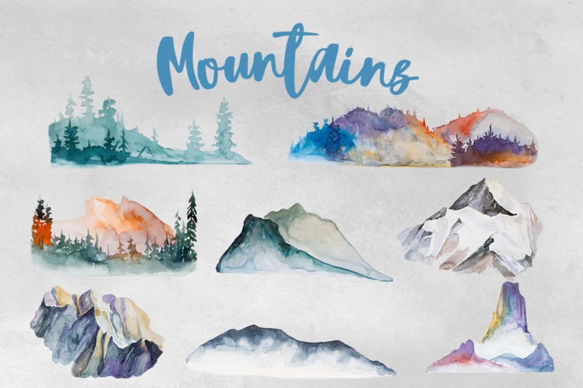 Эльбрус группа альпинистов картина живопись акварель