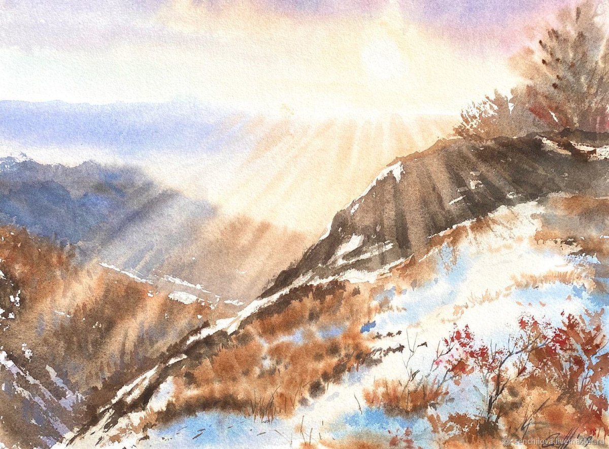 Сванетия горы акварелью