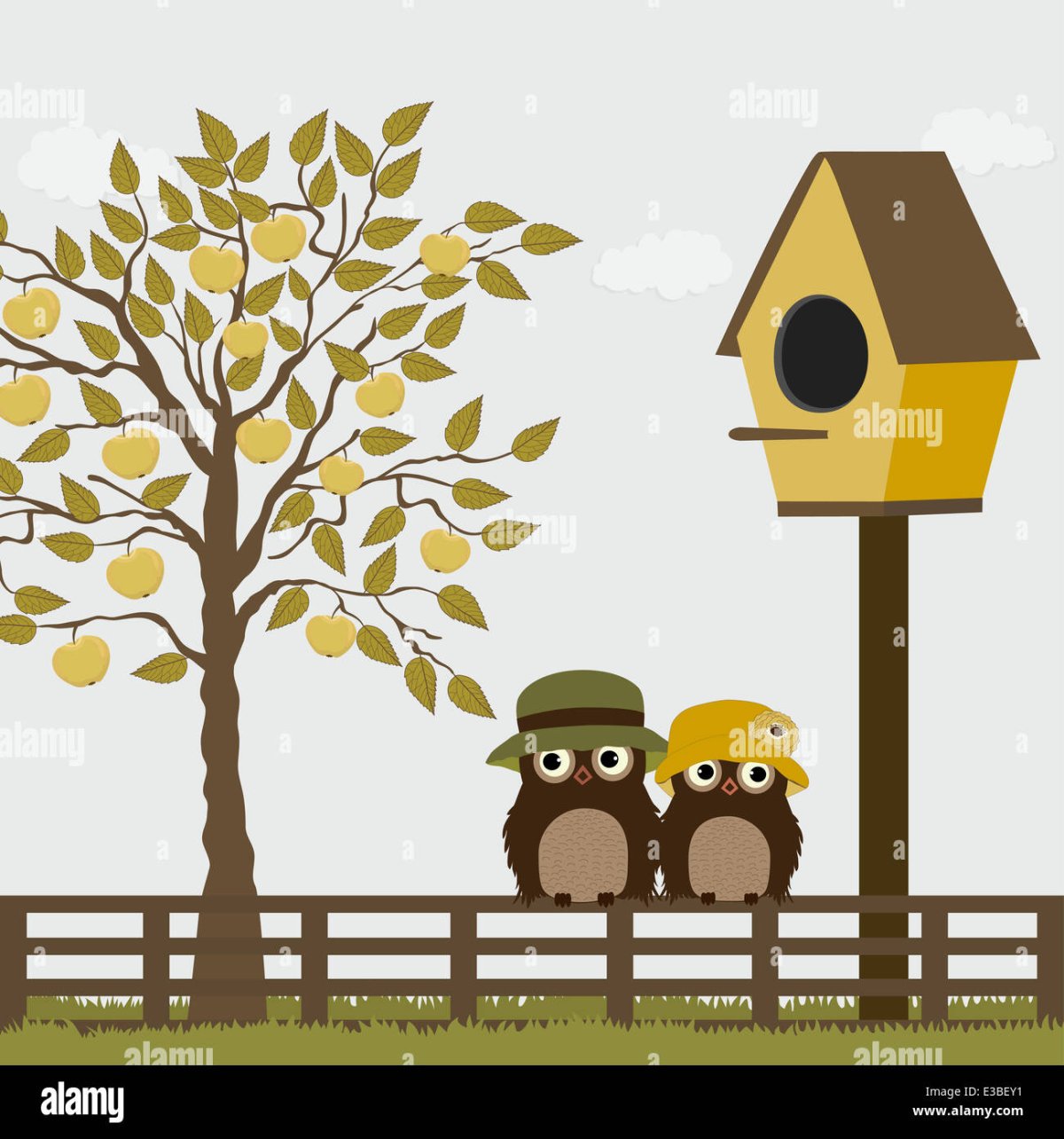 Векторное стоковое скворечник на дереве