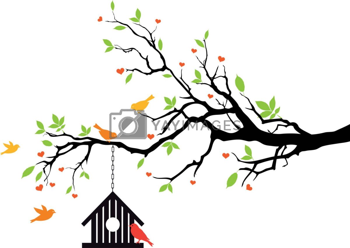 Кот и скворечник на дереве фэнтези