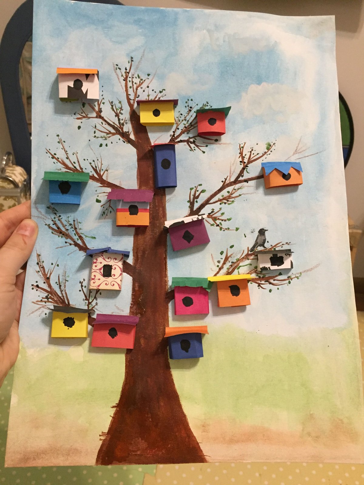 Птичка с домиком вектор