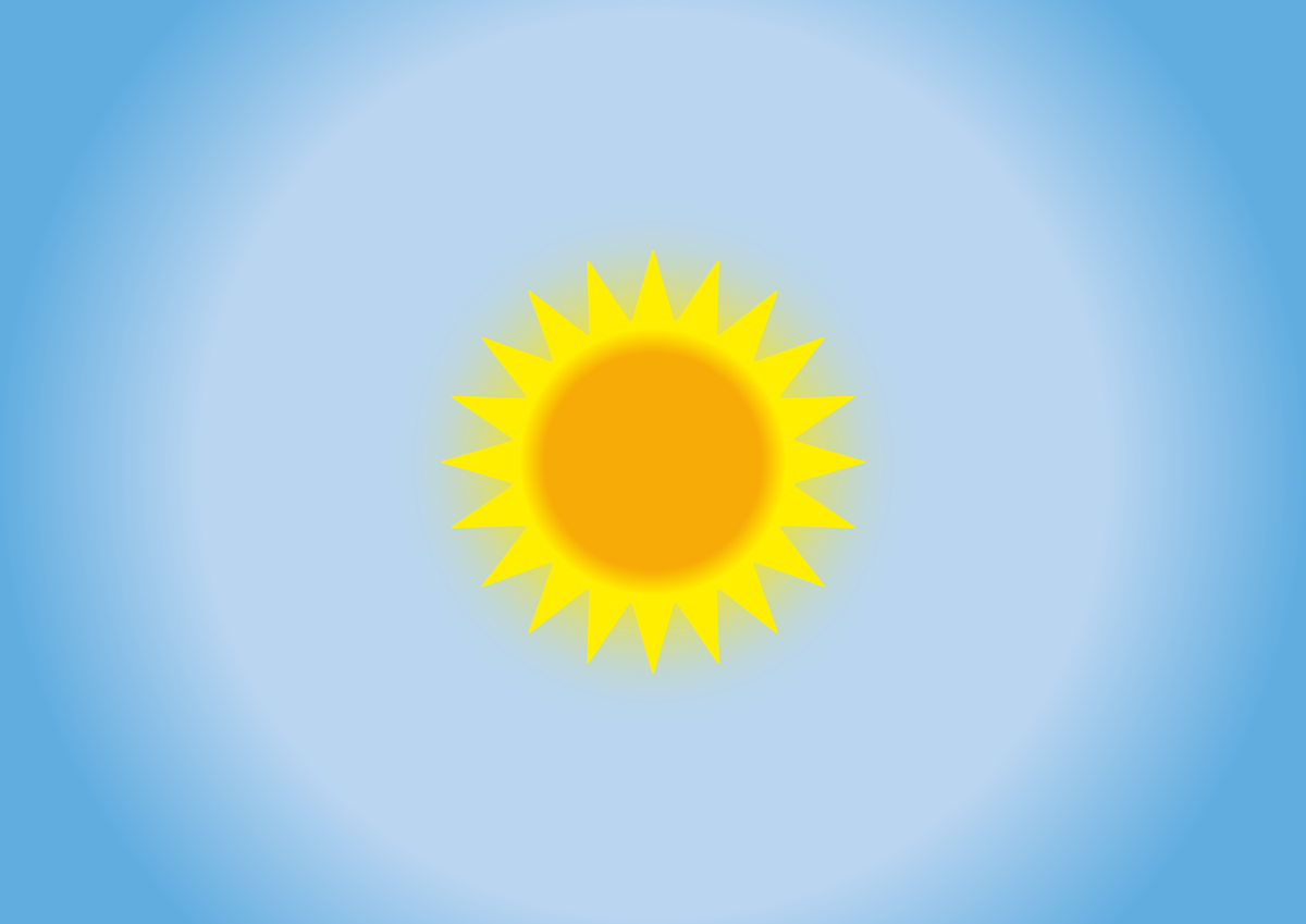 Яркое солнце на голубом фоне