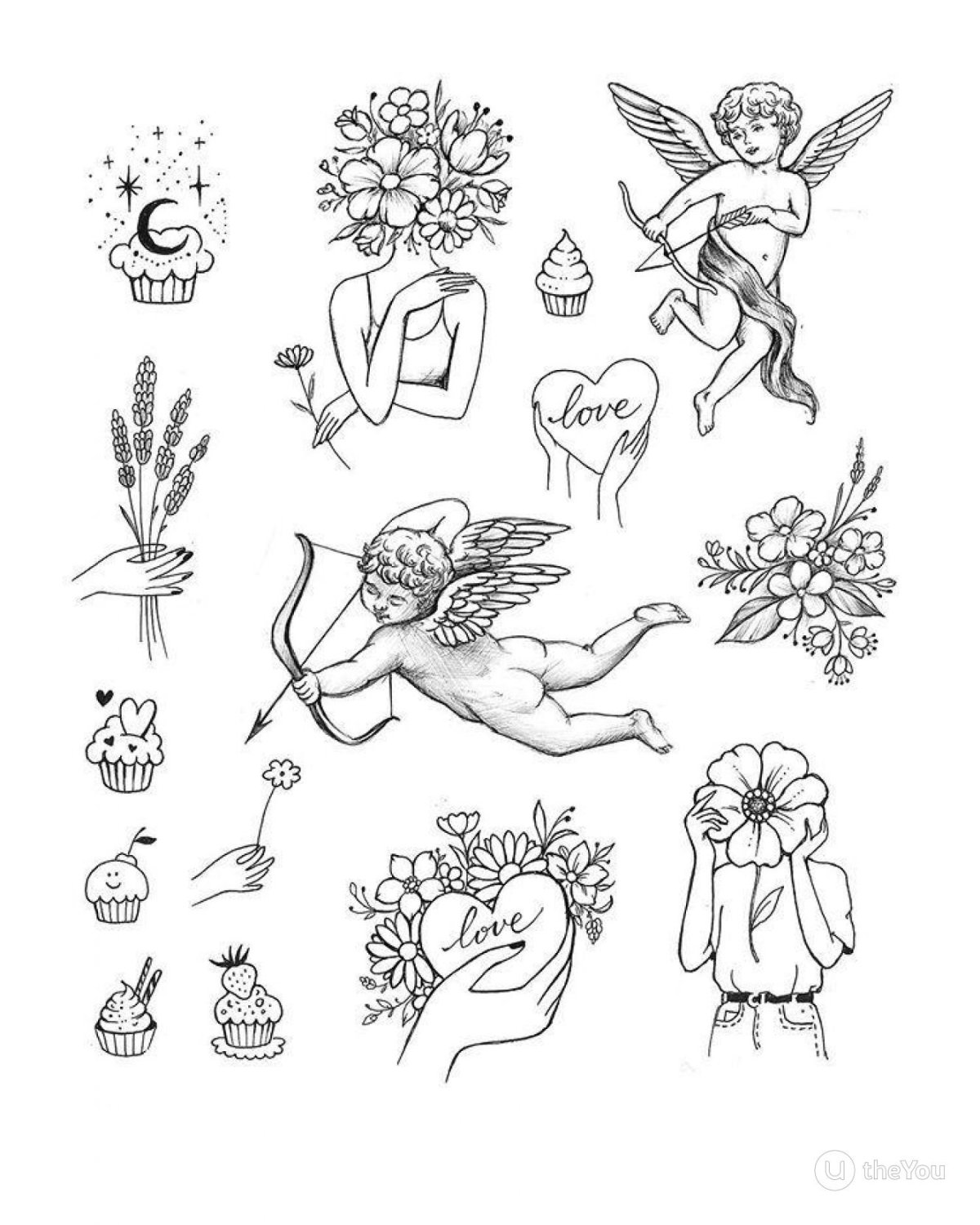 Рождественские ангелочки черно-белые